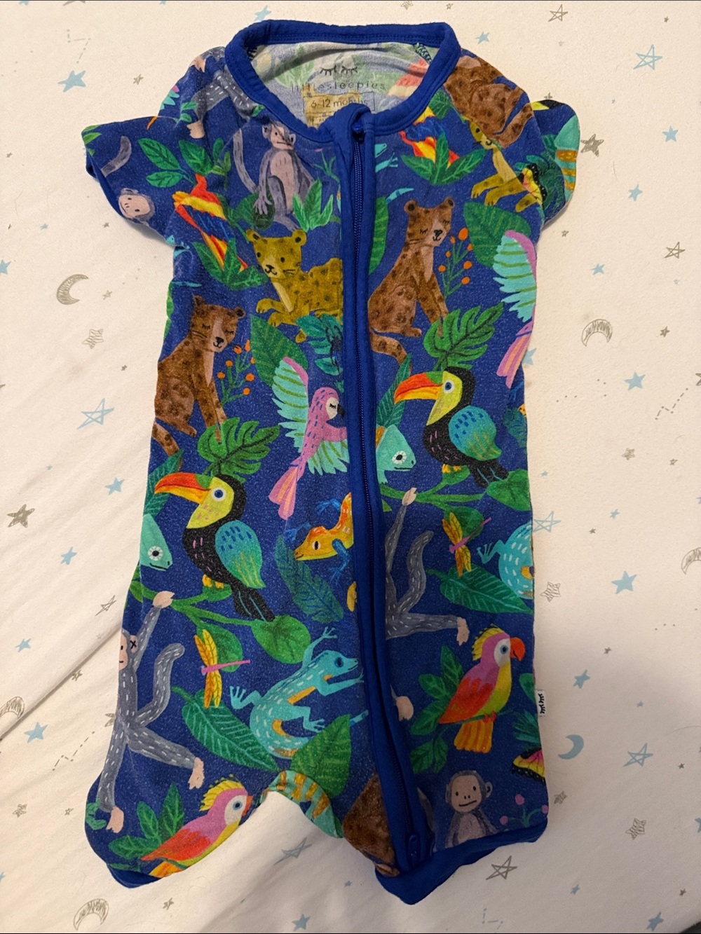 Little Sleepies Royal Blue Tropical Animal Zip One-Piece